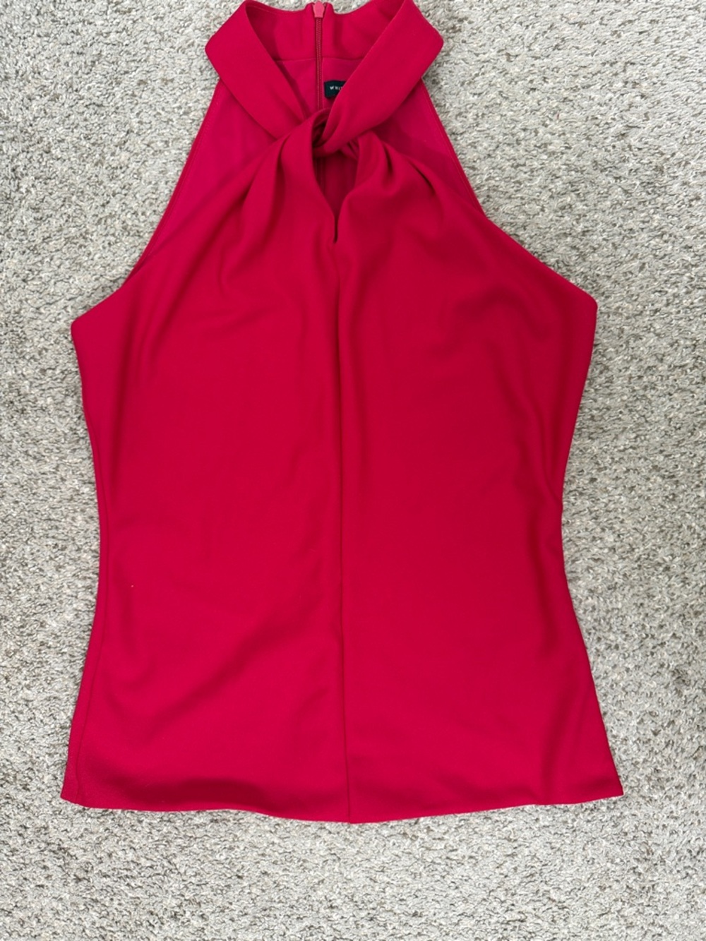 White House Black Market Red Knot-Neck Halter Camisole